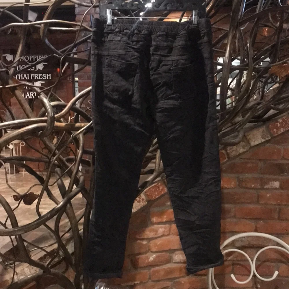 NWT Tempo Paris Cotton Blend Black Joggers with Elastic Waist - Picture 3 of 3